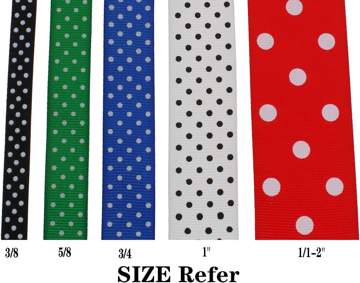 Polka Dot Grosgrain Ribbon 25 Yard Each Roll 100% Polyester (1", Gray)