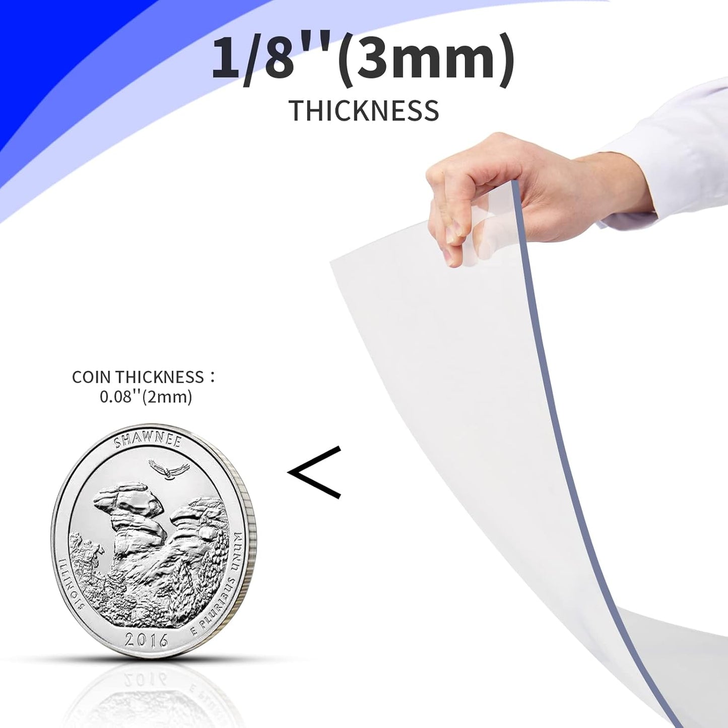 Art3d (2 Pack) 1/8" Thick Plexiglass Sheets - 36" x 24" PET Clear Sheets for Art Design，Craft Projects, Signs, DIY in Home, Wedding, Festival,Party,Office