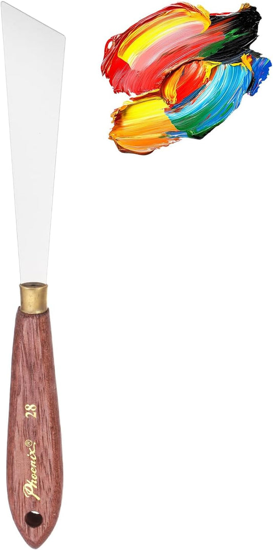 MECCANIXITY Pack of 1 Palette Knife No.28, 8.6" Long Palette Knives with Stainless Steel Flexible Spatula Pallet Knife and Wood Handle for Scraping, Mixing, Oil Acrylic Painting Canvas