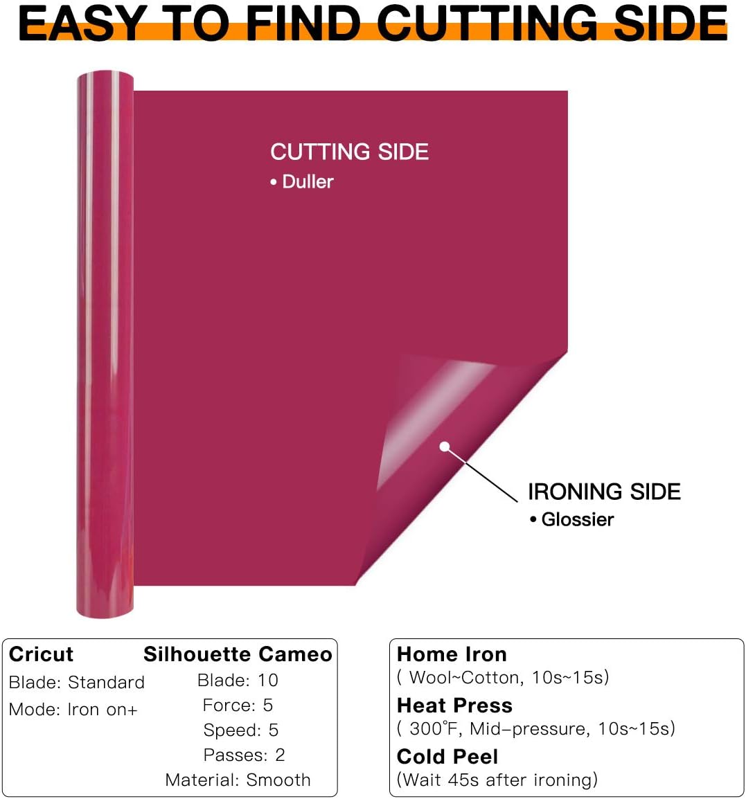 HTVRONT HTV Vinyl Rolls Heat Transfer Vinyl - 12" x 8ft Rose Red HTV Vinyl for Shirts, Iron on Vinyl for All Cutter Machine - Easy to Cut & Weed for Heat Transfer Design (Rose Red)