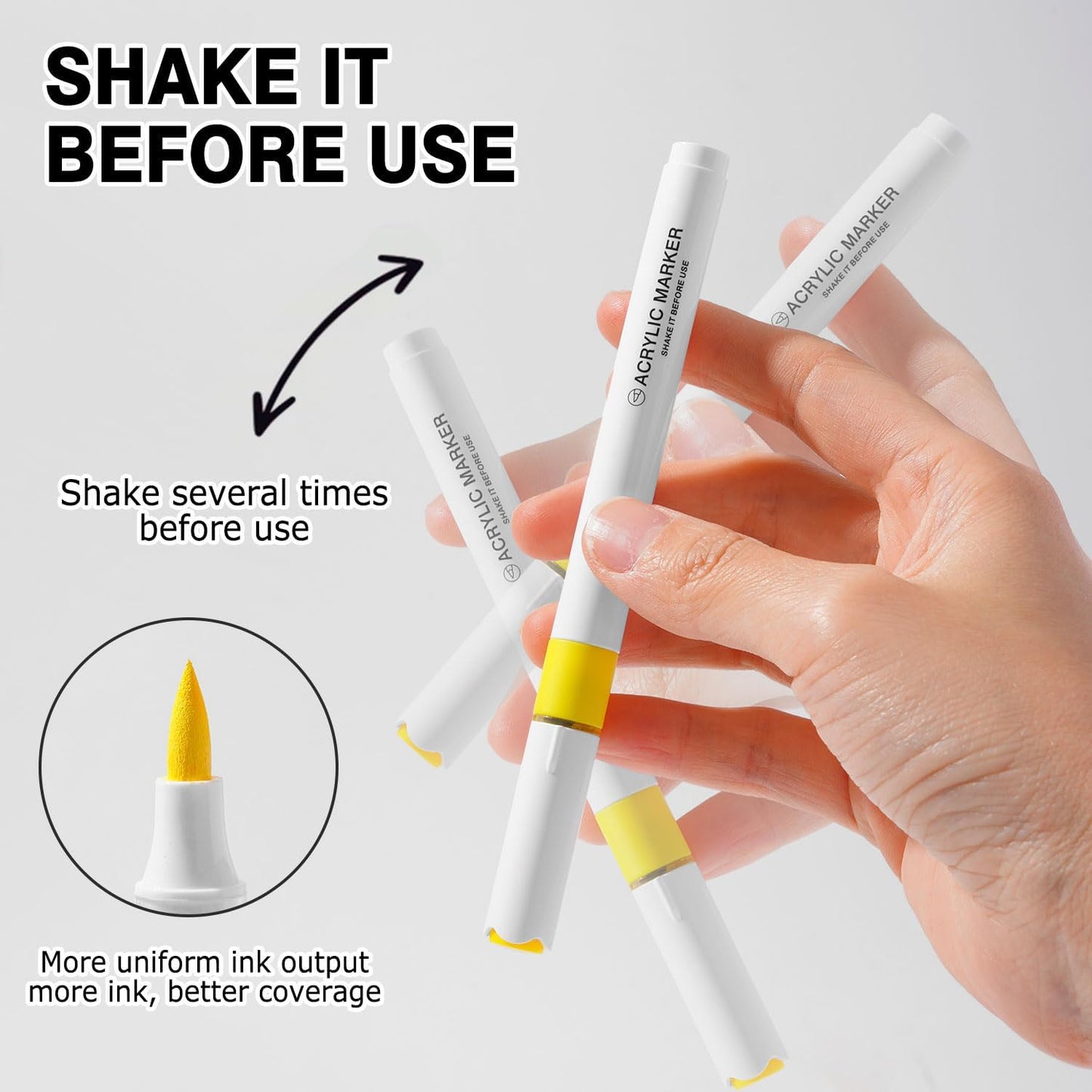 9 Color Acrylic Paint Markers, Water-Based Acrylic Markers for Artists Adults Coloring Drawing Cartoon Anime Comic - Brush Tip for Rock Painting, Wood, Canvas, Fabric (Gray Wolf Series)