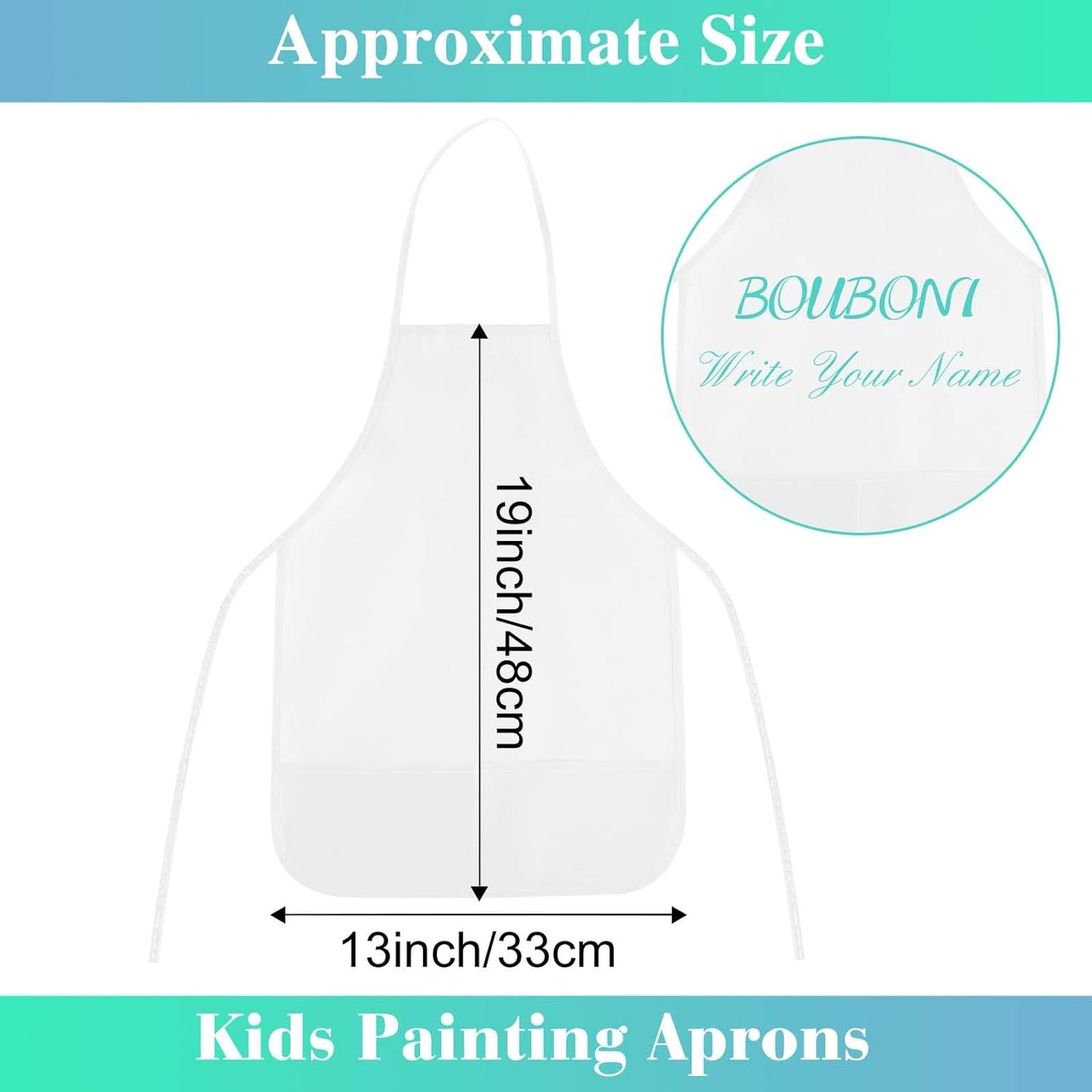8 Pcs Kids Apron Painting Aprons for Kids Art Smocks Paint Apron Bulk for Painting Classroom Activity Kitchen Crafts Party Supplies(White)