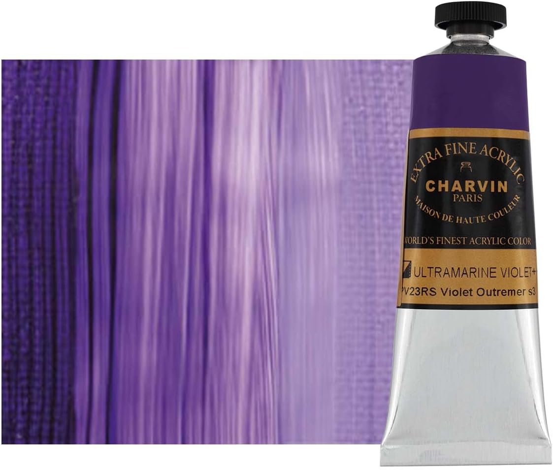 Charvin Extra Fine Professional Acrylic Paint - Ultramarine Violet, 60ml Tube, Triple-Milled, Lightfast Pigments, Open Stock Artist Acrylic Paints in Nature-Inspired Hues