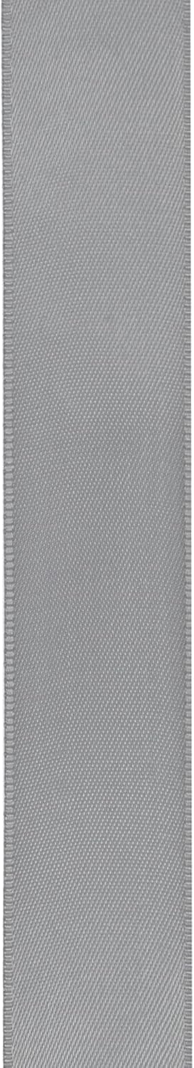 LIUYAXI Silver Double Faced Satin Ribbon, 1" X Continuous 25 Yards, Ribbons Perfect for Gift Wrapping Wedding Bouquet Decor DIY Craft Bow Making & Other Projects