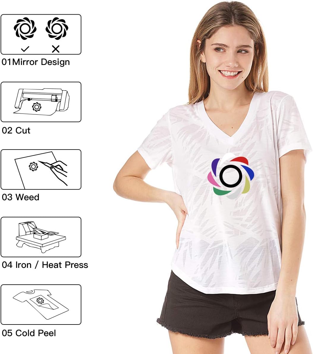 HTVRONT HTV Vinyl Rolls Heat Transfer Vinyl - 12" x 8ft Silver HTV Vinyl for Shirts, Iron on Vinyl for All Cutting Machine - Easy to Cut & Weed for Heat Vinyl Design (Silver)