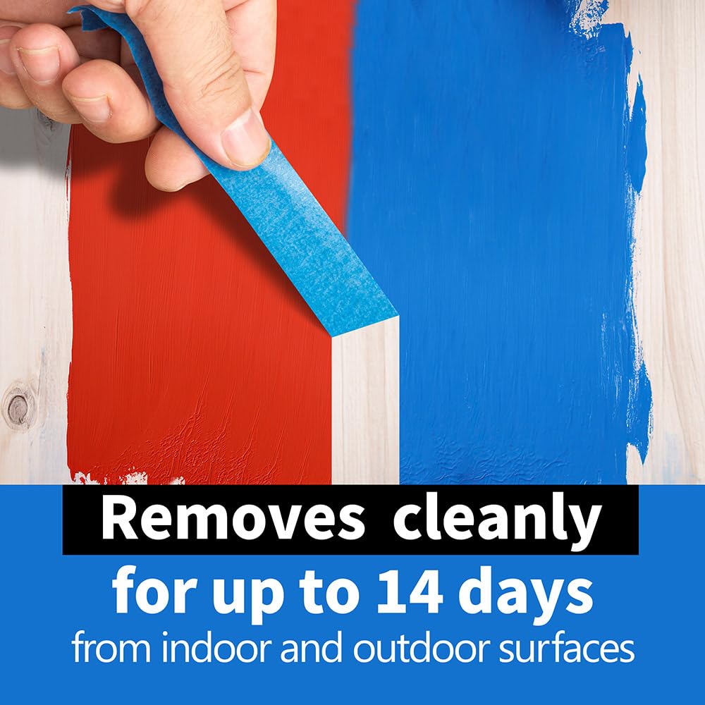 Blue Painters Tape 4 Rolls: Masking Tape 1 Inch Wide x 55 Yards - Painter's Tape Blue Masking Tape for Walls Painting Packing, Wood, Floors, DIY, Total 220 Yards