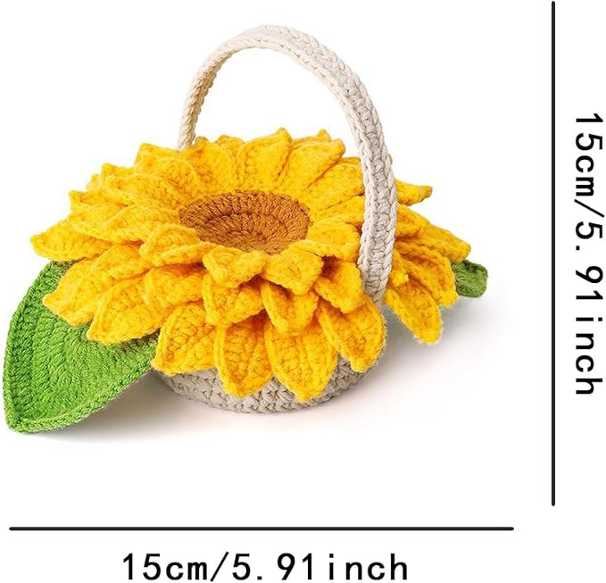 Beginner Crochet Kits, 5-Piece Sunflower Coaster Set, Plant Crochet kit, Adult Crochet Beginner Kits, with Step by Step Guide Video, Sunflower Crochet Material Tool