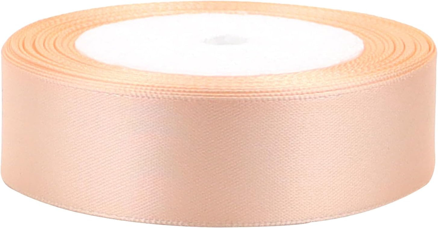 Naked pink Solid Satin Ribbon 1 Inch 25 Yards Solid Polyester Fabric Ribbon for Gift Wrapping Wedding Christmas Baby Shower Birthday Party Decoration Handmade Immortal Flower Craft