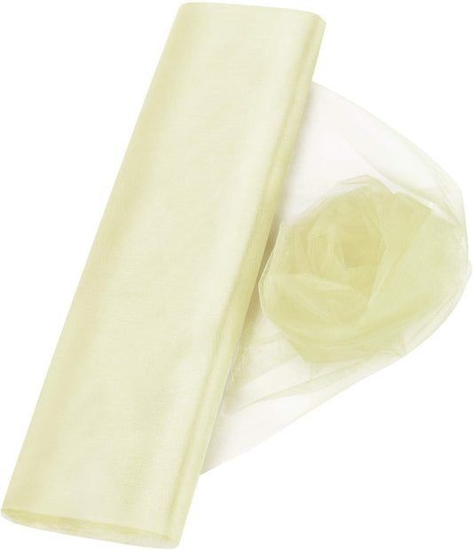 Crystal Organza Tulle Sheer Fabric Backdrop Curtains for Wedding Baby Shower Birthday Party Event Decor, 19” by 30 Yard (Ivory)