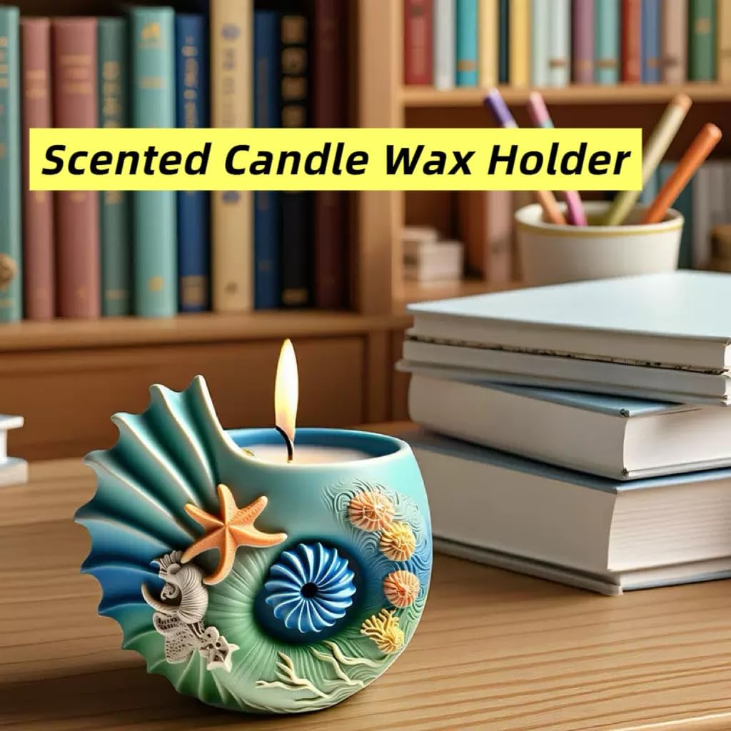 Sea Animal Candle Holder Resin Molds Silicone Epoxy Resin Jar Conch Shell Shaped Plaster Candle Holder Wax Molds, DIY Casting Home Décor