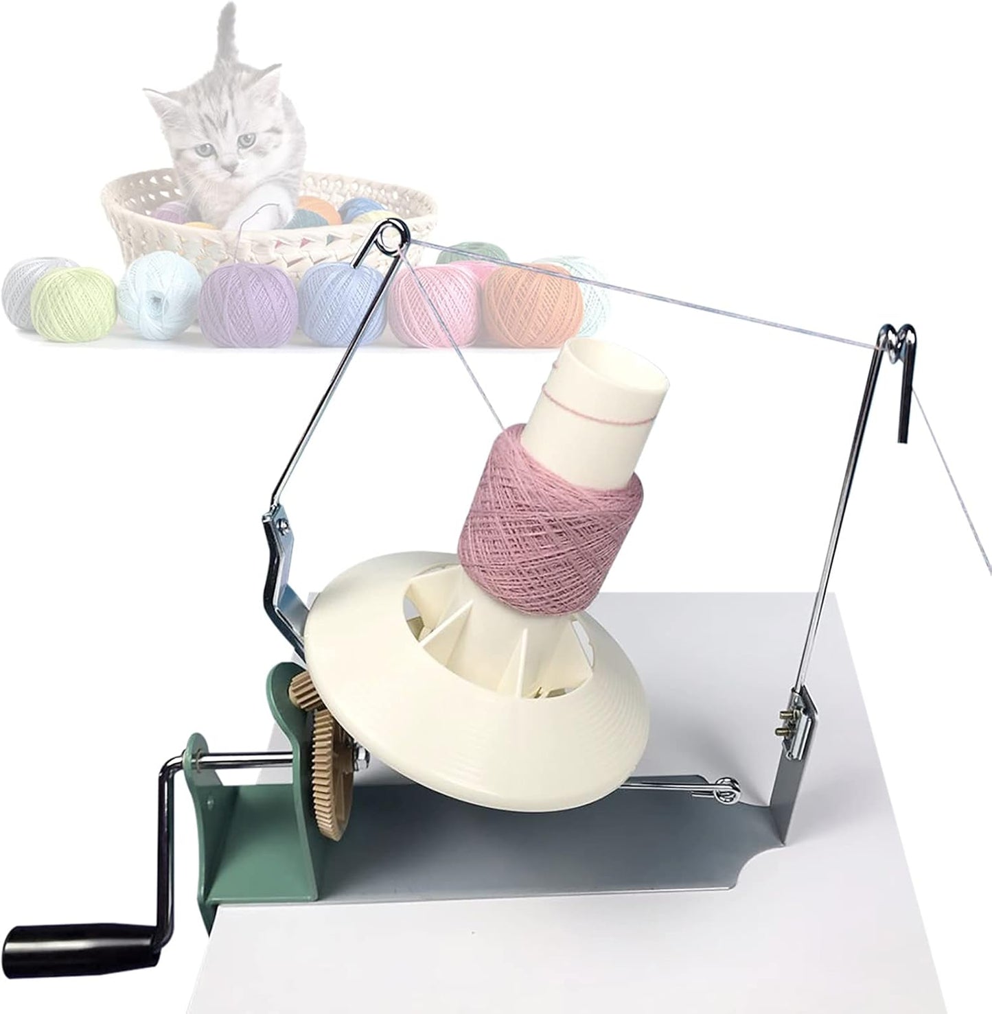 Yarn Ball Winder 18oz Large Swift Yarn Fiber Wool String Ball Winder, Tabletop Clamp Up to 2'', Hand Operated Center Pull Yarn Ball Winder