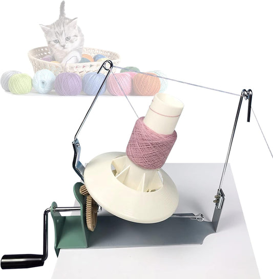 Yarn Ball Winder 18oz Large Swift Yarn Fiber Wool String Ball Winder, Tabletop Clamp Up to 2'', Hand Operated Center Pull Yarn Ball Winder