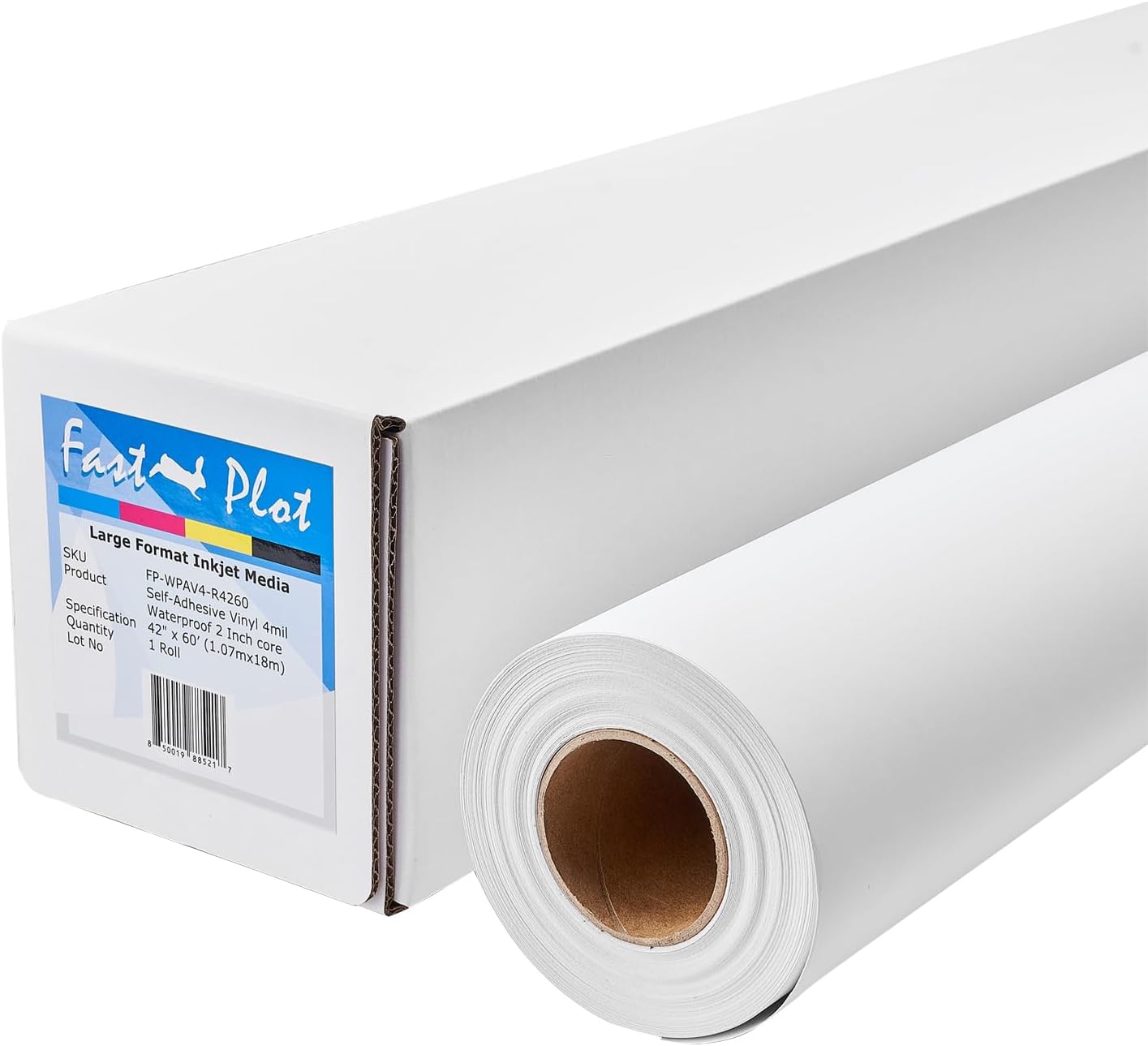 FastPlot Self Adhesive Vinyl - Waterproof 4mil - 42inch x 60ft Roll - 2inch core