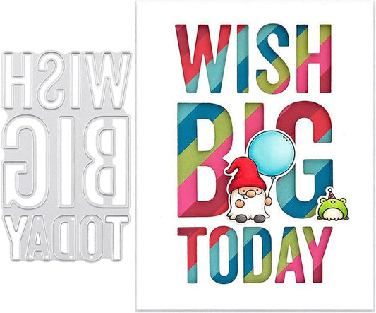 Cutting Dies Metal Stencils Scrapbooking Tools Flowers Lace Frame DIY Embossing Template for Paper Card Making Album Arts Crafts Supplies (Wish Big Today-7.4x12.1cm)