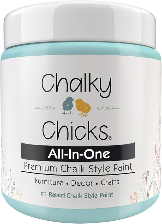Chalky Chicks 4 Fl Oz Matte Rain Drop (Light Blue) Chalk Paint, Furniture Paint No Sanding All in One Paints Without Sanding for Cabinet, Wood, Crafts, Chalk Board, Walls, Dresser, Kitchen