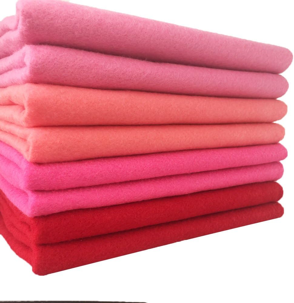 4pcs Thick 1.4mm Soft Felt Fabric Sheet Assorted Color Felt Pack DIY Craft Sewing Squares Nonwoven Patchwork (92x90cm Pink)