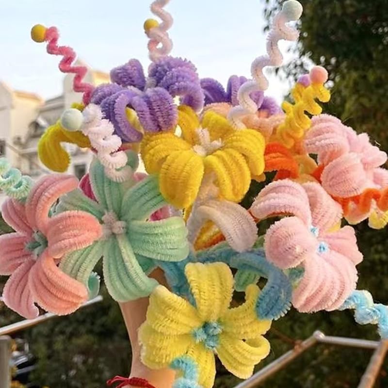 100 Pieces Pipe Cleaners Chenille Stem, Pastel Candy Color Pipe Cleaners Set for Pipe Cleaners DIY Arts Crafts Decorations, Chenille Stems Pipe Cleaners (Yellow)