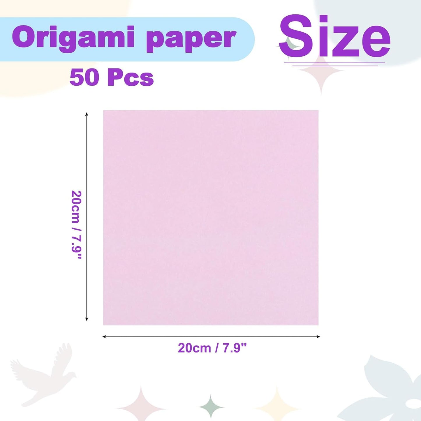 DMiotech 50 Sheets 7.9x7.9 Inch Origami Paper Large, 7 Colors Pink Square Origami Paper Easy Fold Double Sided Colored Paper for DIY Arts and Crafts
