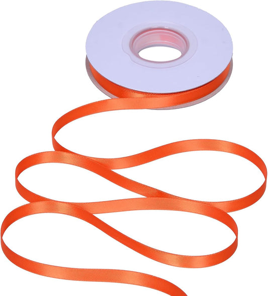 YAMA Orange Double Faced Satin Ribbon 3/8 Inch 25 Yards Thin Orange Fabric Ribbon for Gift Wrapping Crafts Hair Bows Wedding Party Christmas Decoration