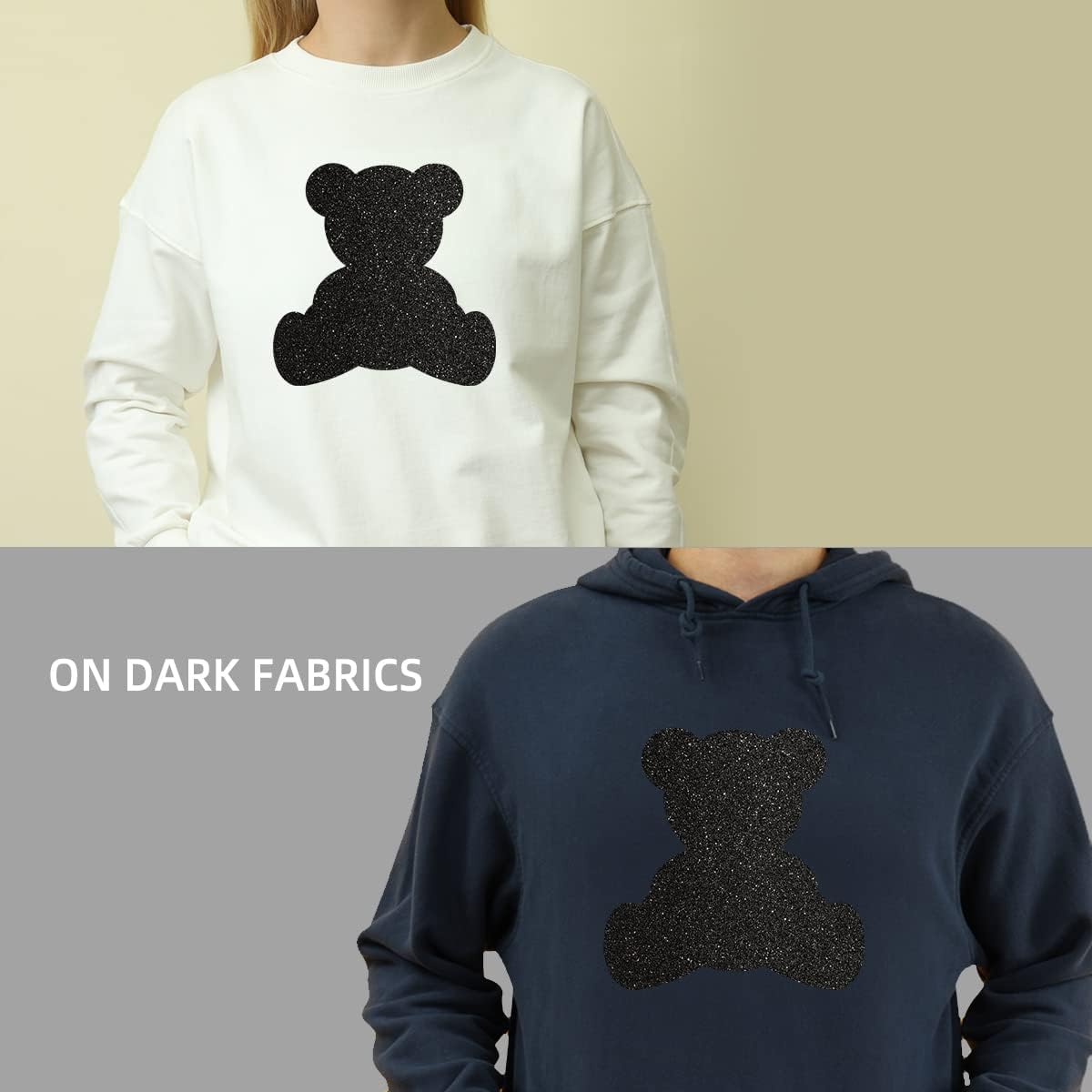 Black Glitter HTV Heat Transfer Vinyl Bundle 8 sheets-12 x12 Iron on Vinyl for T Shirts Hats Clothing Compatible with Cricut Cameo Heat Press Machine