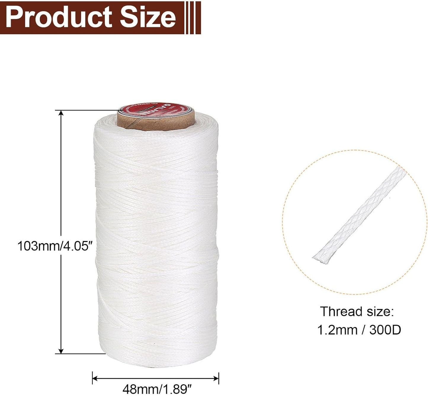 uxcell Flat Leather Sewing Waxed Thread, 140m / 153 Yards Polyester Wax String, 300D Wax Stitching Cord for Leather Crafts, Bookbinding, Bracelets Braided, White