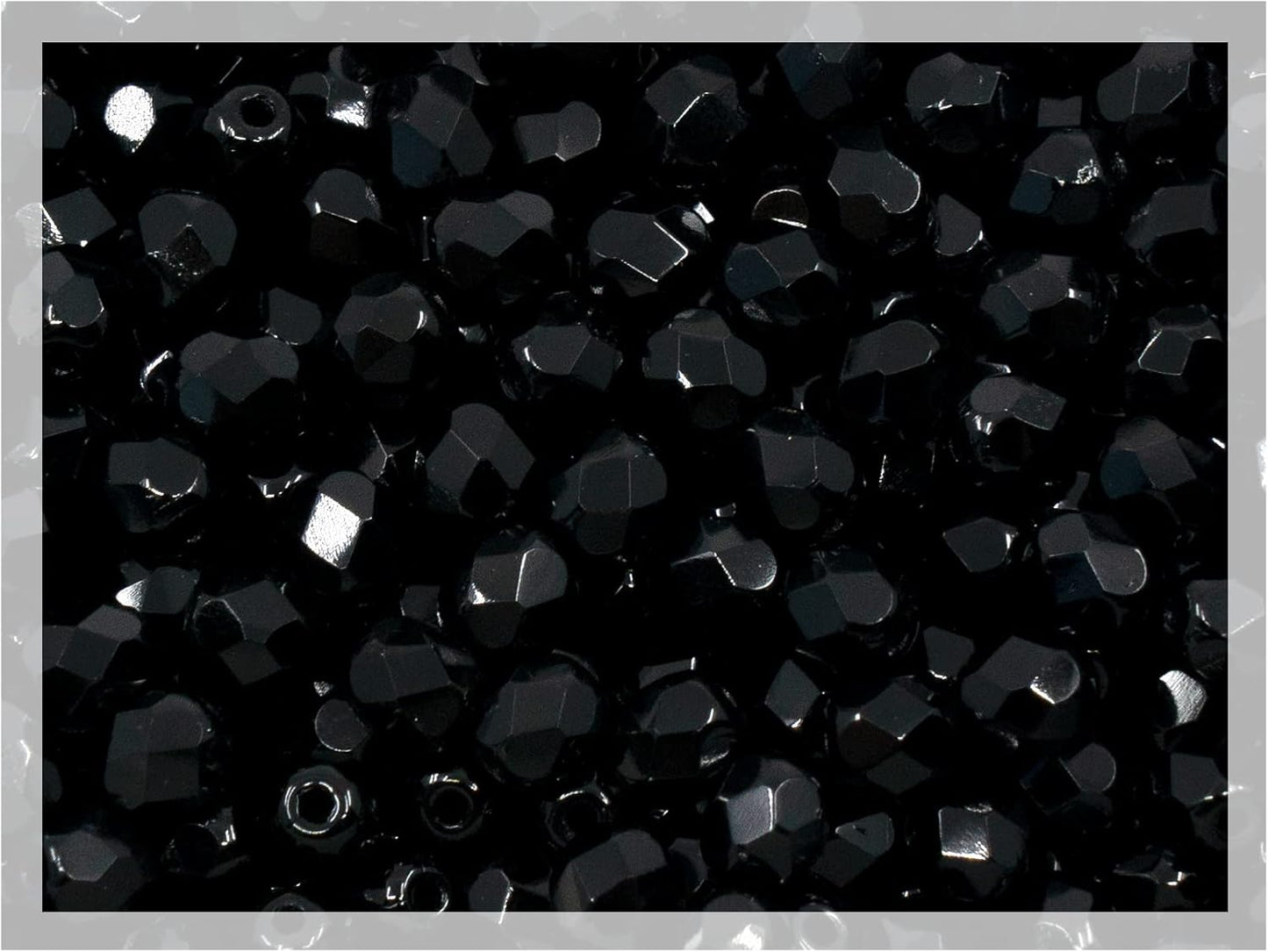 100pcs Faceted Fire Polished Pressed Czech Glass Beads 4mm (0.16in), Jet Black 23980