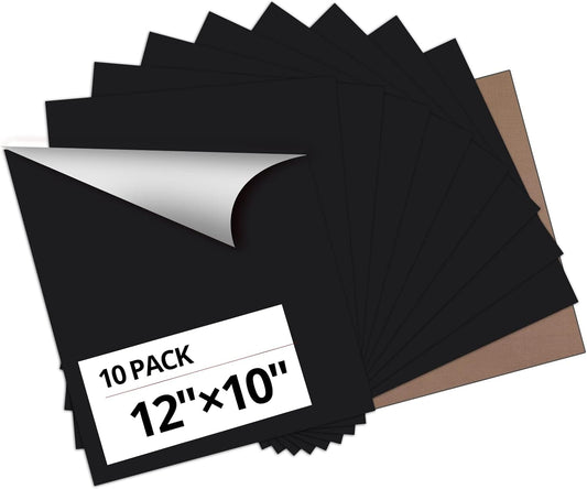 HTVRONT Black Heat Transfer Vinyl Bundle - 10 Pack 12" x 10" HTV Vinyl for T-Shirt, Black Iron on Vinyl for All Cutting Machine or Heat Press Machine