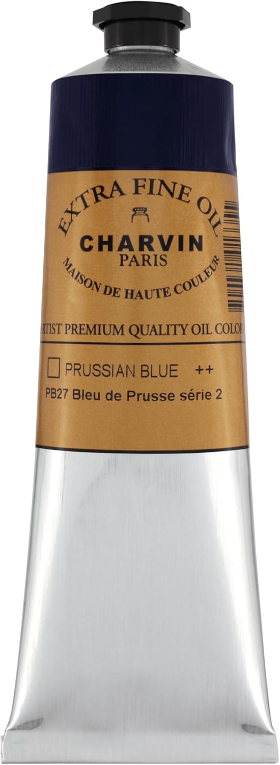 Charvin Extra Fine Oil Paint, Prussian Blue 150 ml - Triple-Milled, Rich Texture, Poppy Oil-Based, Light-Fast, Handmade, Archival Quality