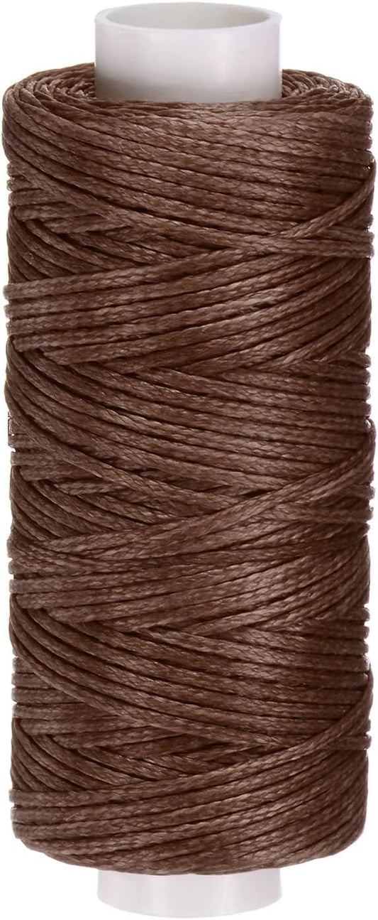 uxcell Leather Sewing Waxed Thread, 55 Yards / 50m 0.8mm 150D Flat Polyester All-Purpose Threads for Leather Crafts, Bookbinding, Dark Brown