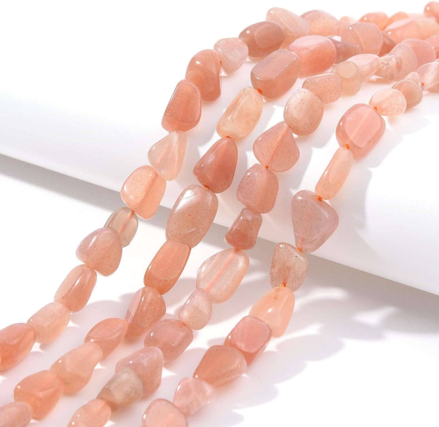 Sunstone Pebble Nugget Oval Free Tumbled Stone 6-8mm Natural Gemstone Loose Beads Approx 15.5 inch for DIY Jewelry Making