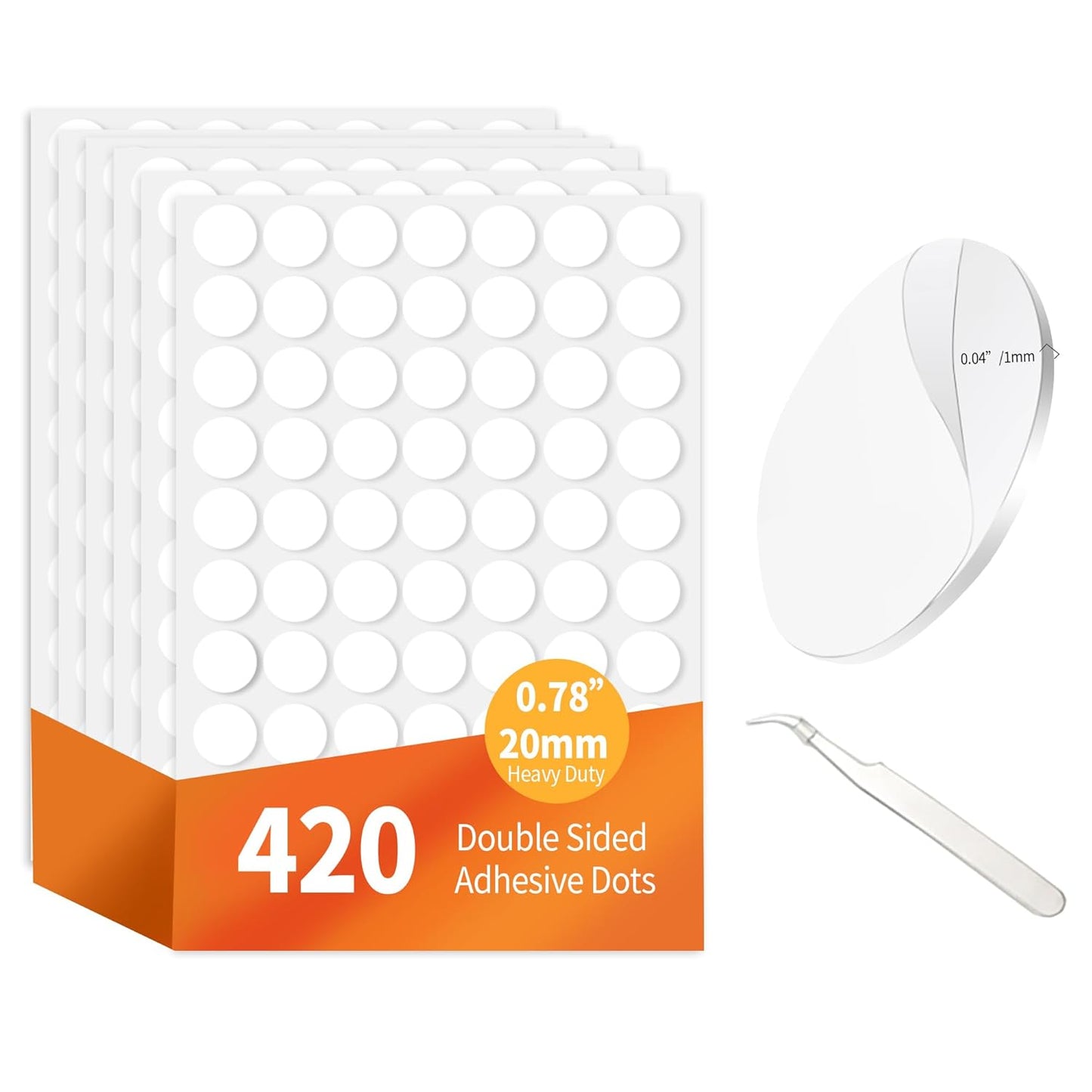 420 PCS(0.78") Double Sided Sticky Dots Removable Strong Adhesive Tack Heavy Duty Sticky Pads Putty No Traces Clear Sticky Tack for Picture, Poster, Art Craft, Decoration, Party Office Supplies