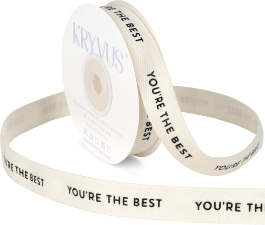 You're The Best Ribbon - 5/8 Inch x 12 Yards Natural Twill Tape Ribbon, Cotton Herringbone Ribbons for Gift Wrapping, Birthdays, Christmas, Anniversaries, Valentine's Day, Mother's Day