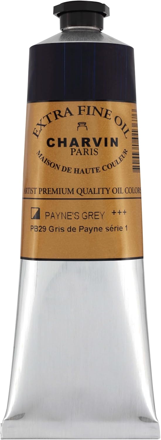 Charvin Extra Fine Oil Paint, Payne's Grey 150 ml - Triple-Milled, Rich Texture, Poppy Oil-Based, Light-Fast, Handmade, Archival Quality