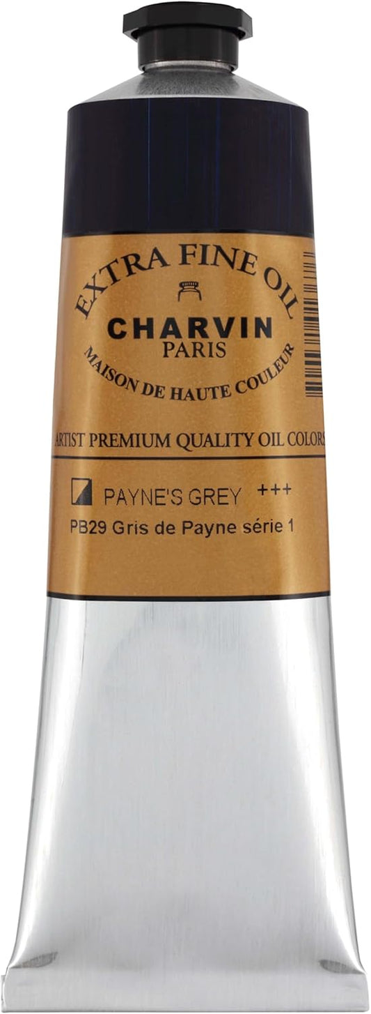 Charvin Extra Fine Oil Paint, Payne's Grey 150 ml - Triple-Milled, Rich Texture, Poppy Oil-Based, Light-Fast, Handmade, Archival Quality