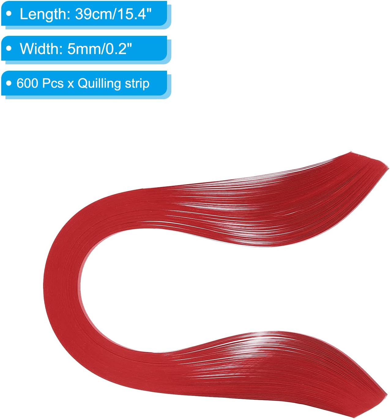 PATIKIL Quilling Strips Paper 600pcs 5mm 39cm Origami Paper Quilling Kits for Art DIY Hand Craft Christmas, Bright Red
