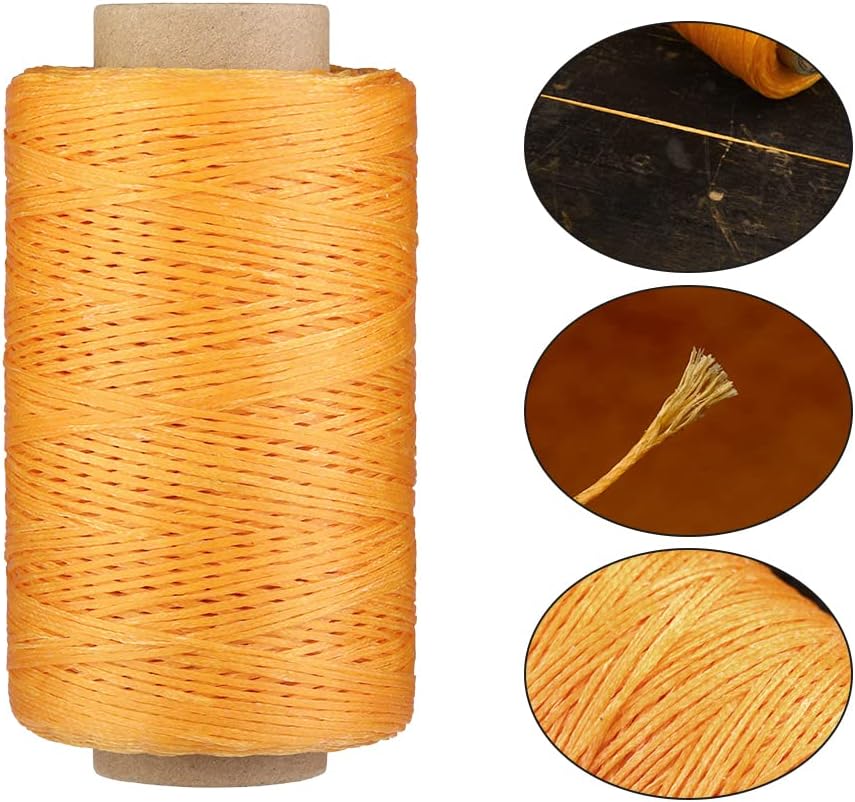 284 Yards Waxed Thread, 210D Heavy Duty Upholstery Wax Thread for Leather Sewing, 0.8mm Flat Waxed Cord for Bookbinding/Shoe Repairing/Leather Projects