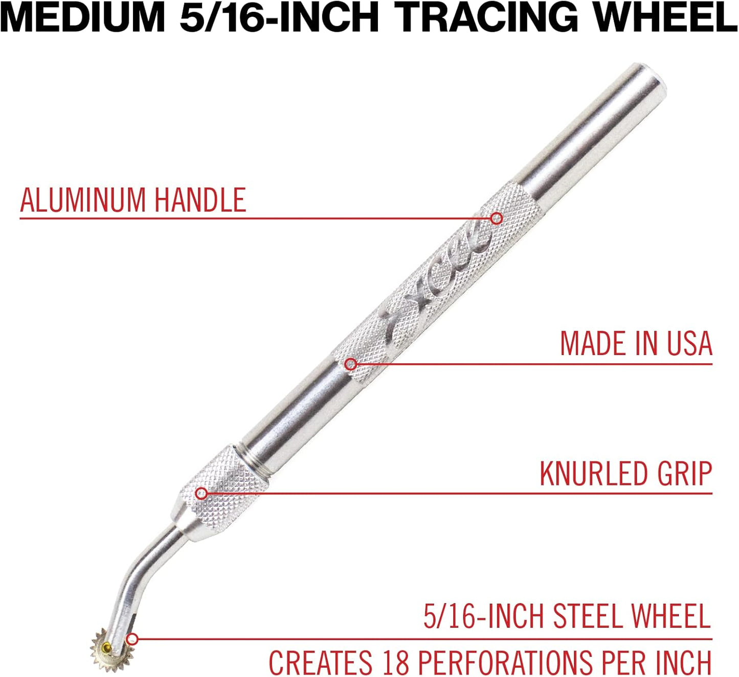 Excel Blades Pounce Wheel Set – Stainless Steel Fabric Tracing, Perforating, Cutting, Sewing, Quilting & Embossing Tool – Set of 3 Assorted Sizes – Made in USA