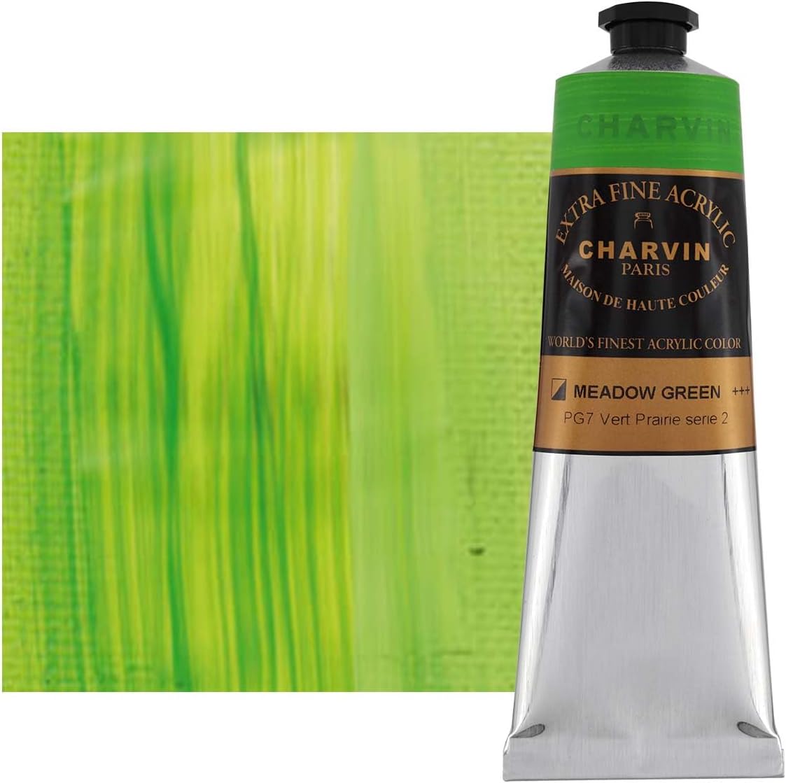 Charvin Extra Fine Professional Acrylic Paint - Meadow Green, 150ml Tube, Triple-Milled, Lightfast Pigments, Open Stock Artist Acrylic Paints in Nature-Inspired Hues