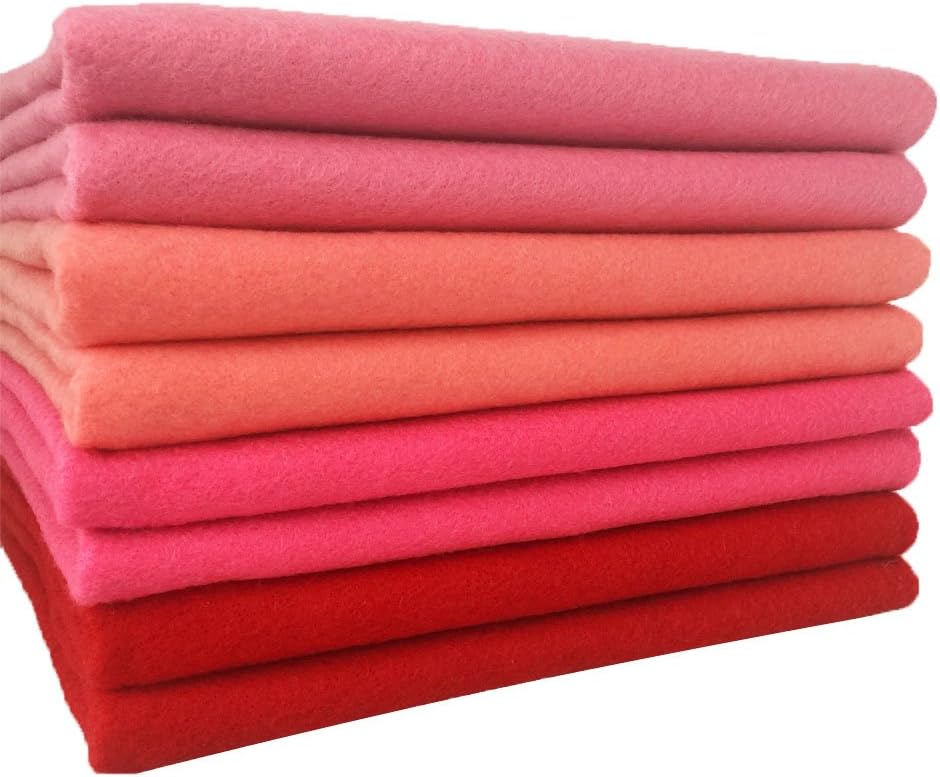4pcs Thick 1.4mm Soft Felt Fabric Sheet Assorted Color Felt Pack DIY Craft Sewing Squares Nonwoven Patchwork (92x90cm Pink)