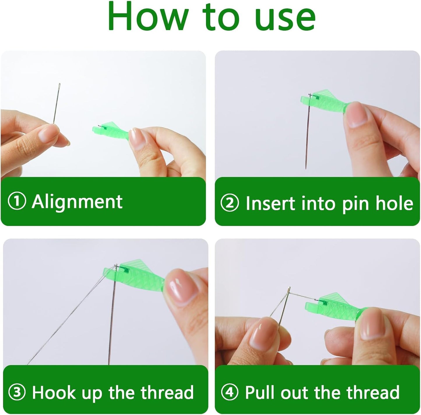 Fish Mouth Needle Threader for Sewing Machine, Quick Sewing Needle Threader Tool, Fish Type Sewing Machine Needle Threader, Sewing Threaders for DIY and Sewing Machine (Four Style)