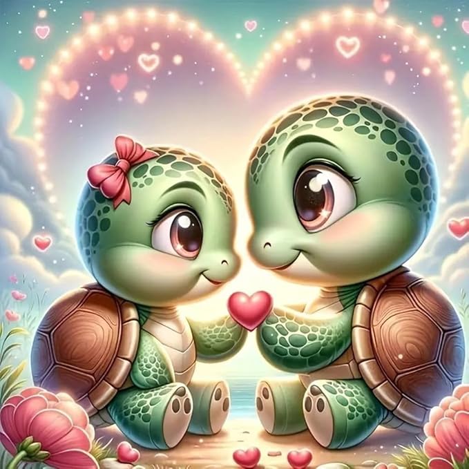 Anuver Full Drill Diamond Art Turtle Kits for Beginner, Love DIY Diamond Painting Kits for Home Wall Decor, 12x12 Inch, Diamond Painting Kits for Adults