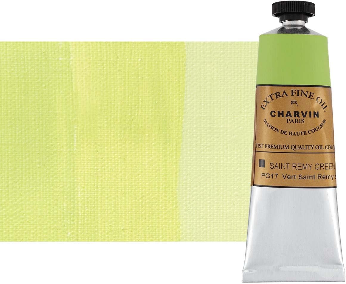Charvin Extra Fine Oil Paint, Saint Remy Green 60 mL - Triple-Milled, Rich Texture, Poppy Oil-Based, Light-Fast, Handmade, Archival Quality