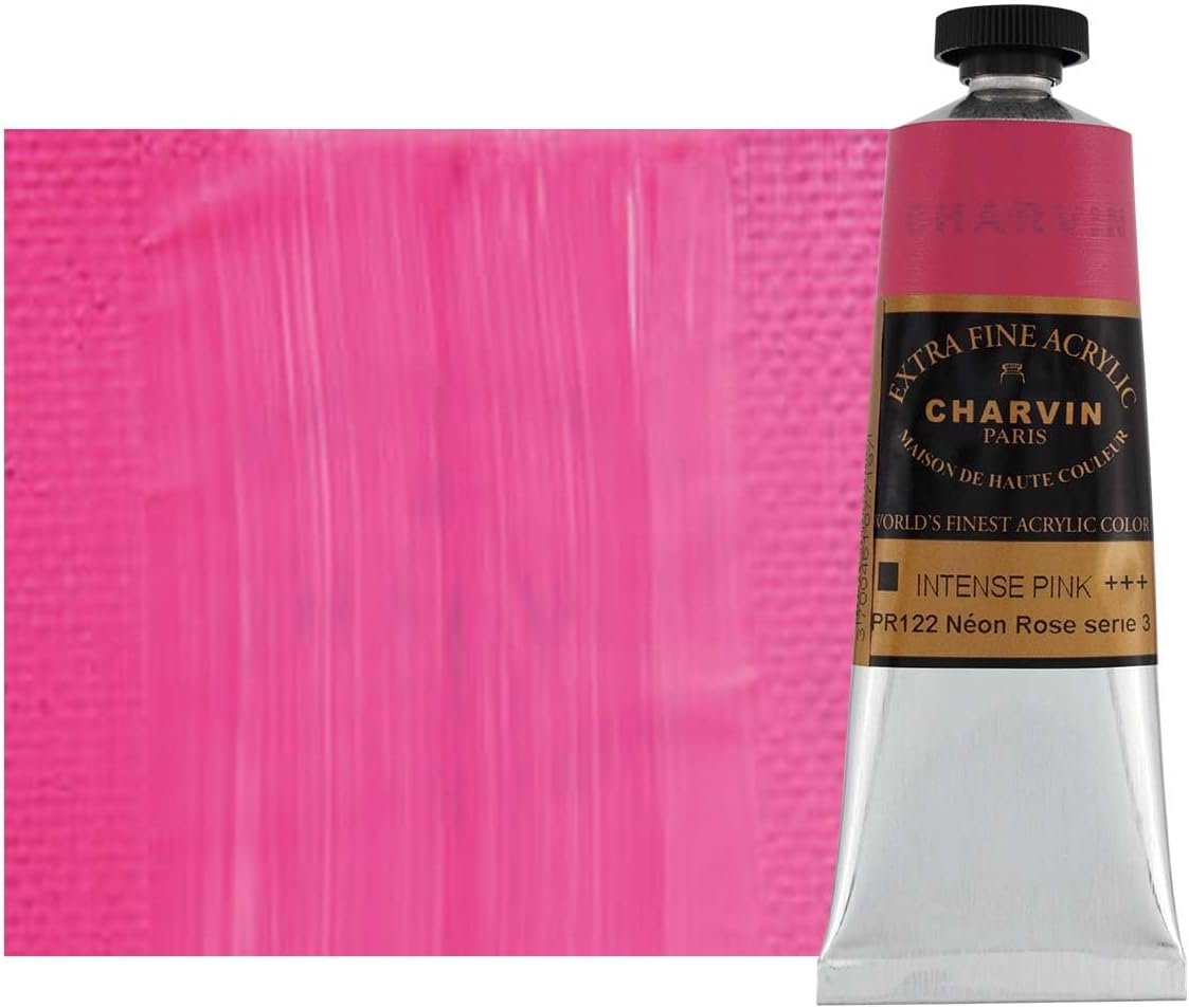 Charvin Extra Fine Professional Acrylic Paint - Intense Pink, 60ml Tube, Triple-Milled, Lightfast Pigments, Open Stock Artist Acrylic Paints in Nature-Inspired Hues