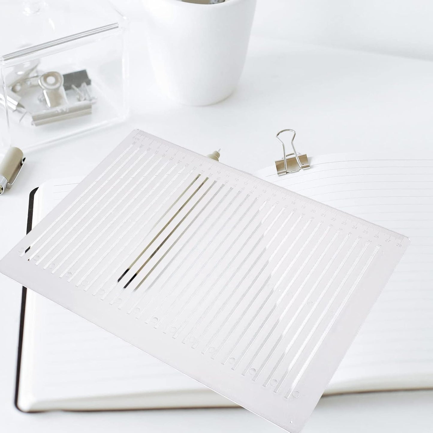 Ciieeo Lettering Stencils Straight Line Stencil Calligraphy Paper Address Stencil for Envelope Small Ruler for journaling Template Ruler Plastic