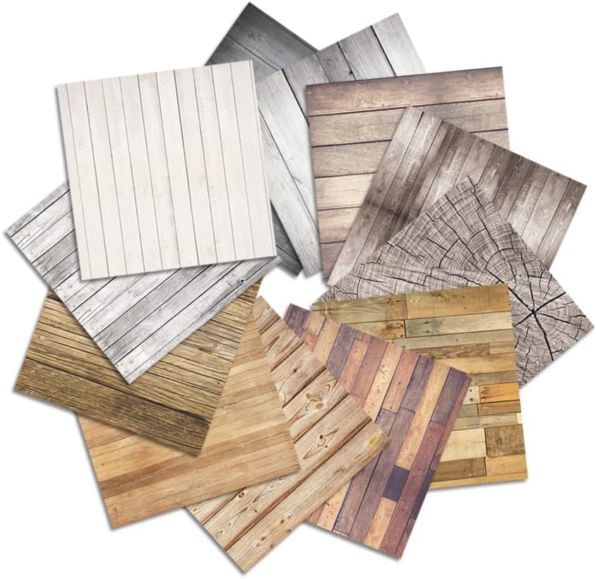 6x6 Inch Scrapbook Paper Pad, Single Sided 12 Unique Vintage Wood Designs for DIY Craft Projects, Card Making and Album Decoration-24 Sheets