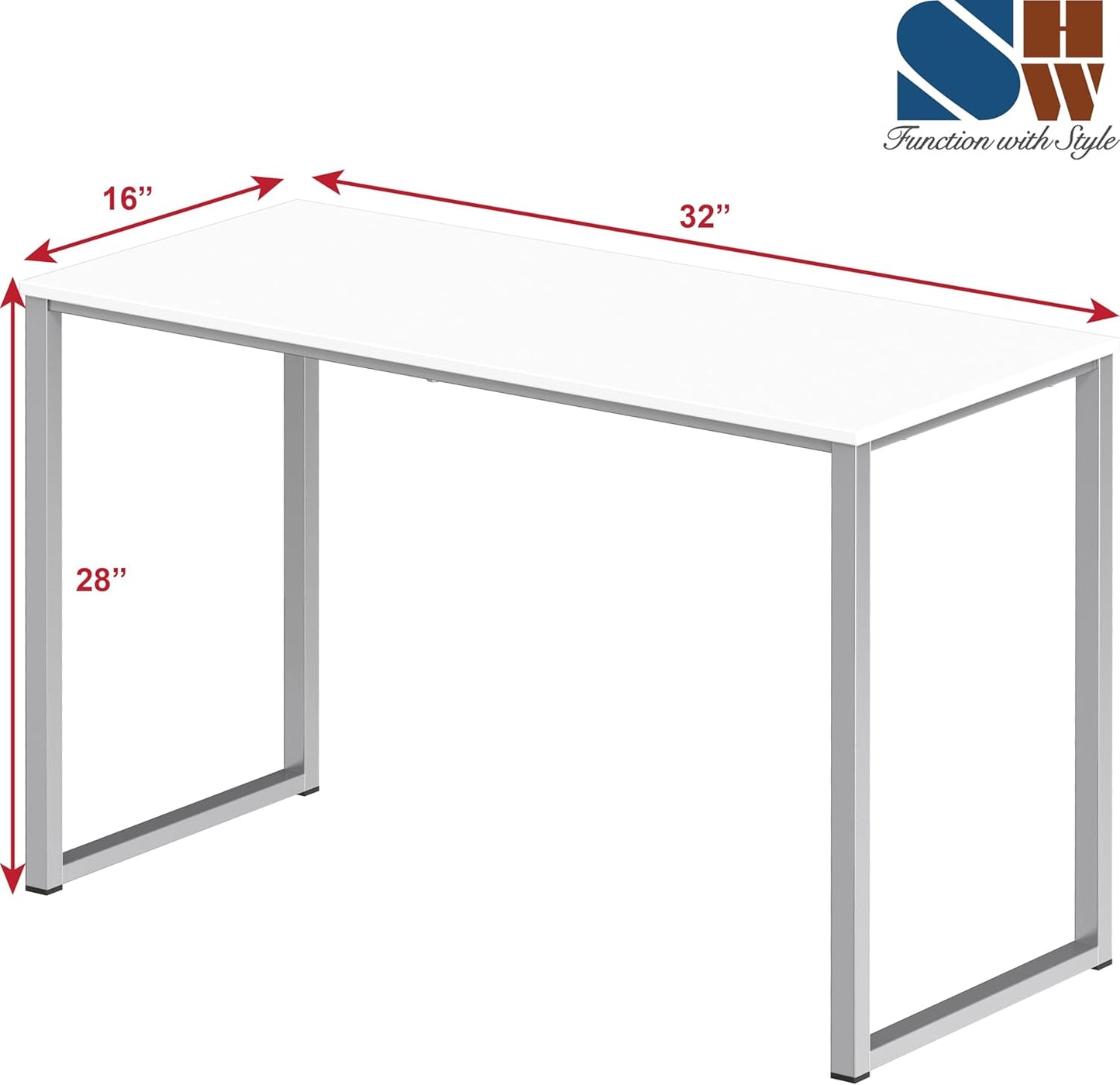 SHW Mission 32-Inch Home Office Computer Desk, White