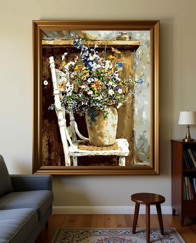 BAISITE Paint by Numbers Kit for Adults Beginners,20" Lx16 W Canvas for Painting Kits for Adults in Colorful Box Daisy Vase-BSC003-Already Stretched on a Wooden Frame