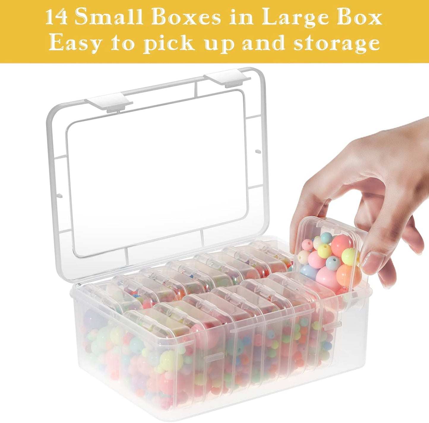 Mathtoxyz Small Bead Organizers, 30 Pieces Plastic Storage Cases Mini Clear Bead Storage Containers Transparent Boxes with Hinged Lid and Rectangle Clear Craft Supply Case