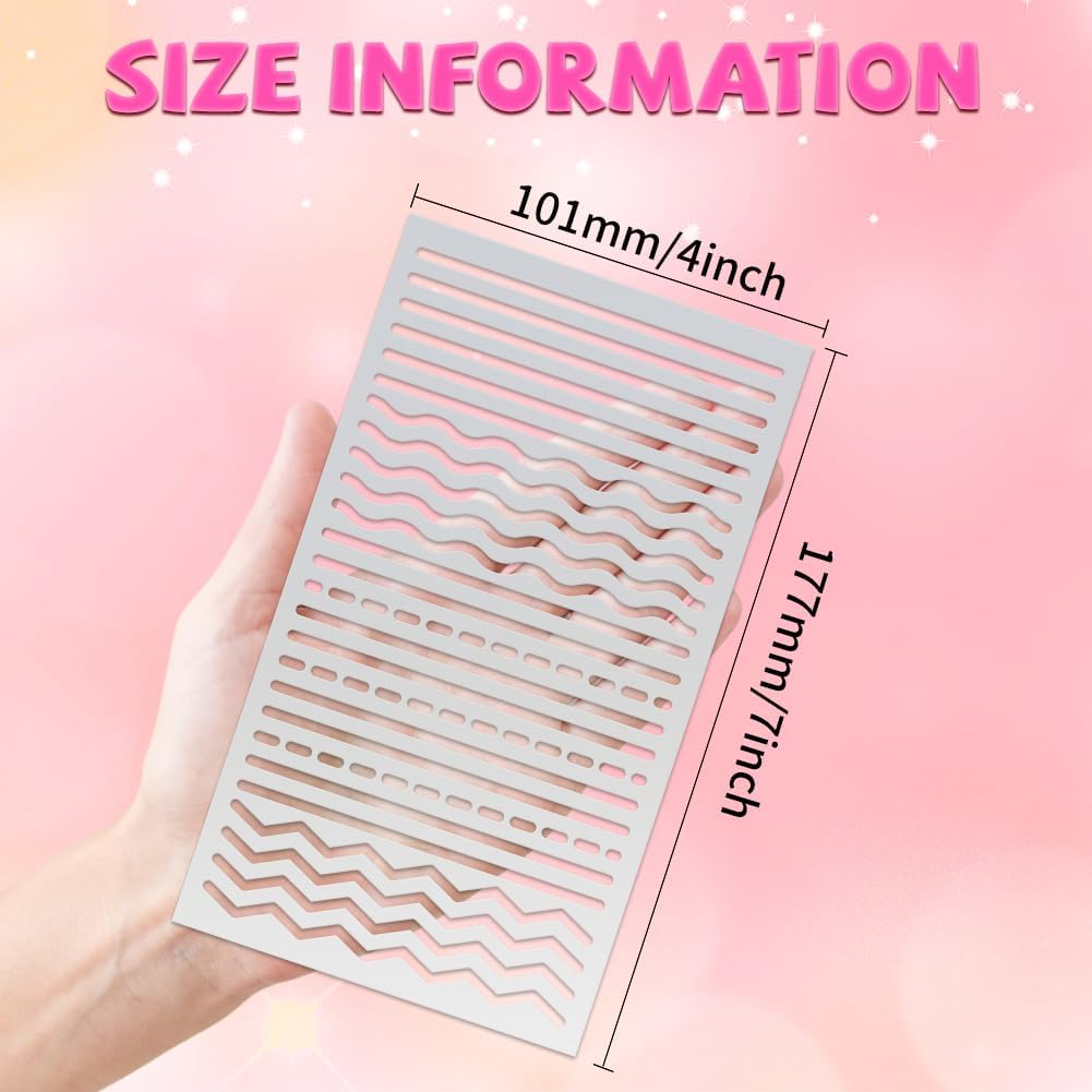 Metal Stencil for Painting - Straight, Wavy, Broken & Dotted Lines - DIY Crafts, Wood, Wall, Scrapbooking, Cookie & Furniture Decor - 4''*7''