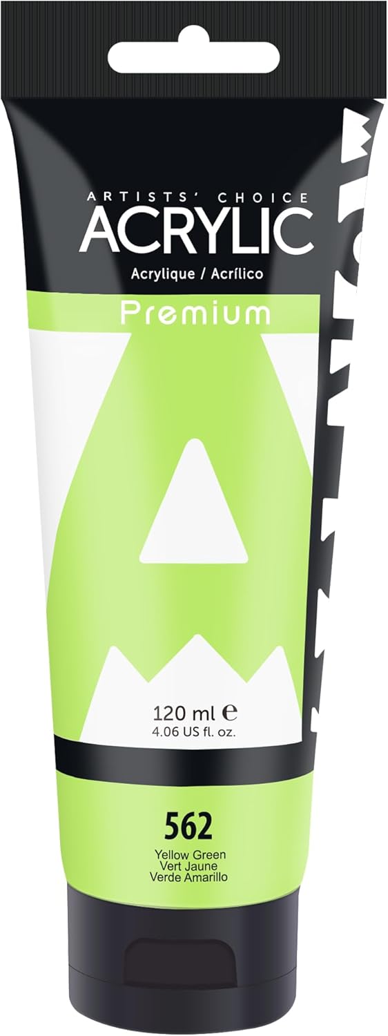 AUREUO Yellow Green Acrylic Paint, 4 Fl Oz / 120ml Single Tube, Rich Pigment Art Craft Paints for Canvas, Rocks, Wood, Ceramic, Fabric - Art Supplies for Beginners, Professionals, Artists